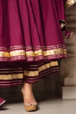 BURGUNDY PURE COTTON ANARKALI SET - Image 7