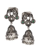 Priyaasi Silver-Plated Contemporary Jhumkas - Image 2