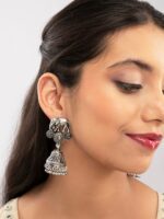 Priyaasi Silver-Plated Contemporary Jhumkas - Image 5