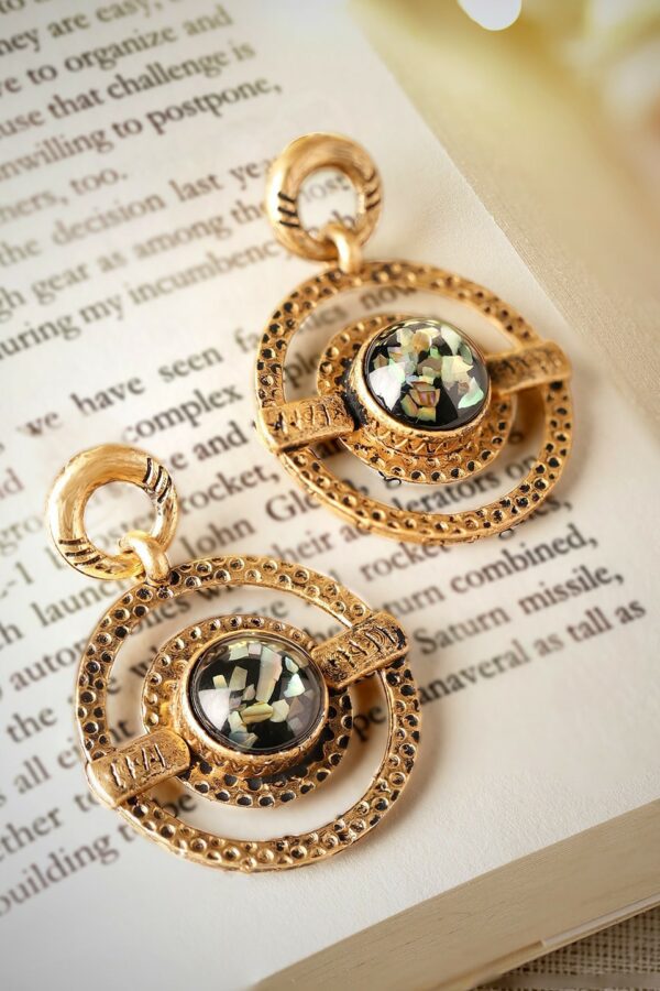 Rubans Gold-Plated Circular Drop Earrings