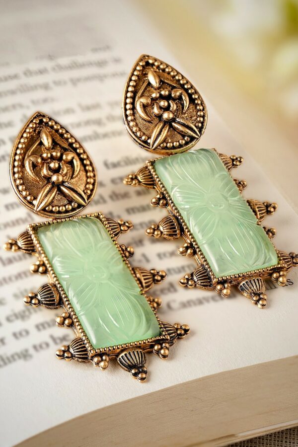 Rubans Gold-Plated Geometric Drop Earrings