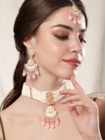 Rubans Gold Plated Kundan Studded & Beaded Jewellery Set