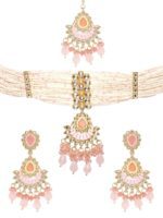 Rubans Gold Plated Kundan Studded & Beaded Jewellery Set - Image 3