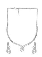 Rubans Rhodium-Plated CZ Studded Necklace & Earrings - Image 2