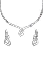 Rubans Rhodium-Plated CZ Studded Necklace & Earrings - Image 3