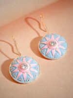 Rubans Rhodium-Plated Circular Drop Earrings