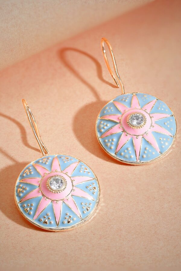 Rubans Rhodium-Plated Circular Drop Earrings