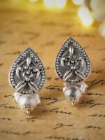 Rubans Silver-Plated Oxidized Classic Drop Earrings