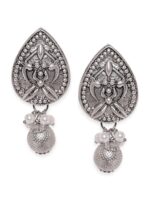 Rubans Silver-Plated Oxidized Classic Drop Earrings - Image 2