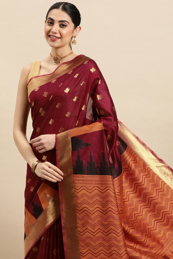 SANGAM PRINTS Ethnic Motifs Jacquard Zari Saree