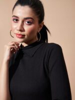 SASSAFRAS BASICS Ribbed Shirt Collar Cotton Top - Image 2