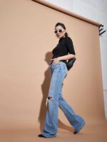 SASSAFRAS BASICS Ribbed Shirt Collar Cotton Top - Image 5