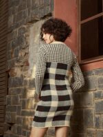 SASSAFRAS Beige Checked Round Neck Wool Jumper Dress - Image 4