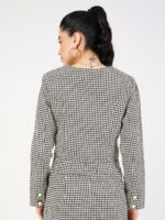 SASSAFRAS Black Checked Square Neck Crop Top - Image 4