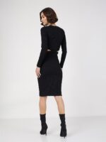 SASSAFRAS Black Ribbed Cut-Out Sheath Dress - Image 4