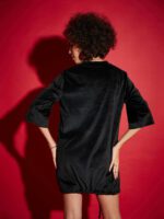 SASSAFRAS Black Tie Up Hem Sheath Dress - Image 4