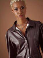 SASSAFRAS Brown Shirt Collar Cuffed Sleeves Shirt Dress - Image 2