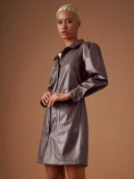 SASSAFRAS Brown Shirt Collar Cuffed Sleeves Shirt Dress - Image 3