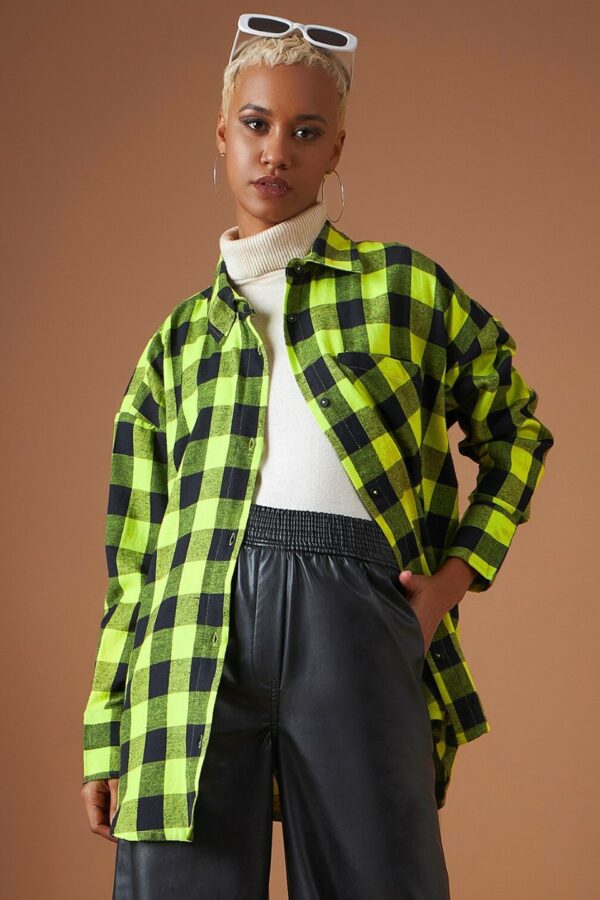 SASSAFRAS Buffalo Checked Oversized Casual Pure Cotton Shacket