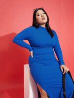 SASSAFRAS Curve Plus Size Bodycon Midi Dress - Image 6