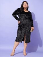 SASSAFRAS Curve Plus Size Sheath Midi Dress