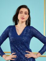 SASSAFRAS Embellished Sequinned Sheath Dress - Image 2