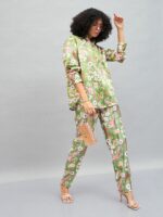 SASSAFRAS Floral Printed Satin Oversized Casual Shirt - Image 6