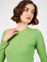 SASSAFRAS Green Ribbed Sheath Midi Dress - Image 2