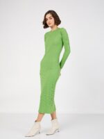 SASSAFRAS Green Ribbed Sheath Midi Dress - Image 3