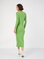SASSAFRAS Green Ribbed Sheath Midi Dress - Image 4