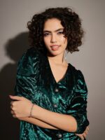 SASSAFRAS Green V-Neck Puff Sleeve Velvet Top - Image 2