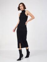 SASSAFRAS High Neck Sleeveless Midi Sheath Dress - Image 3