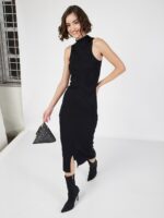 SASSAFRAS High Neck Sleeveless Midi Sheath Dress - Image 5