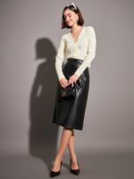 SASSAFRAS Off White V-Neck Front Open Cardigan Top - Image 5