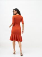 SASSAFRAS Orange Fit & Flare Dress - Image 4