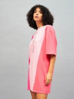 SASSAFRAS Pink Love Colourblocked Cotton T-shirt Mini Dress - Image 3