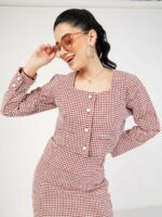 SASSAFRAS Red Checked Long Sleeve Shirt Style Top