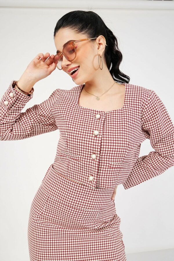 SASSAFRAS Red Checked Long Sleeve Shirt Style Top