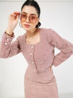 SASSAFRAS Red Checked Long Sleeve Shirt Style Top - Image 6