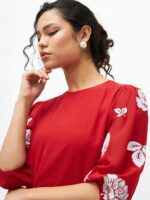 SASSAFRAS Red Georgette A-Line Dress - Image 2