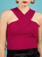 SASSAFRAS Red Halter Neck Fitted Top - Image 2