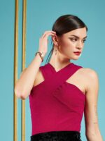 SASSAFRAS Red Halter Neck Fitted Top - Image 3