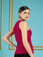 SASSAFRAS Red Halter Neck Fitted Top - Image 4