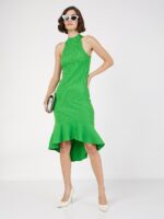 SASSAFRAS Round Neck Cotton Bodycon Midi Dress - Image 5