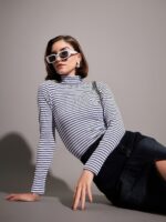 SASSAFRAS Striped High Neck Long Sleeve Regular Top - Image 7