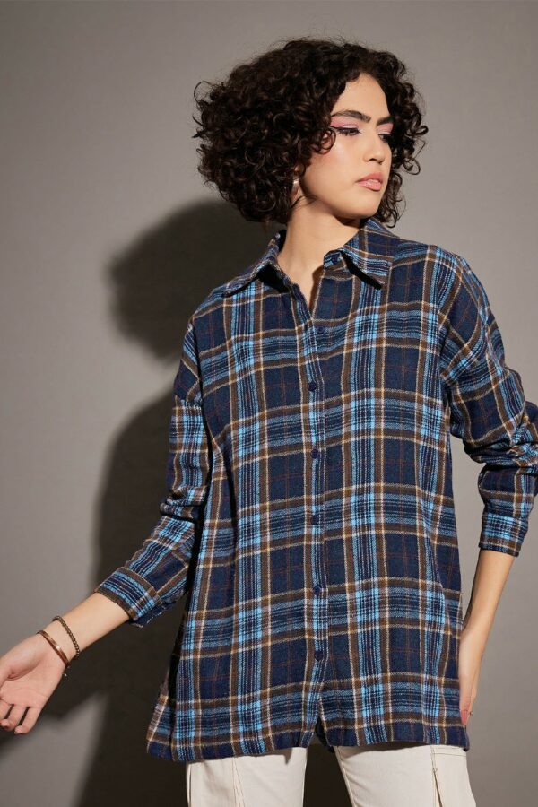 SASSAFRAS Tartan Checked Oversized Pure Cotton Casual Shirt