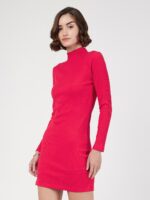 SASSAFRAS Turtle Neck Cotton Sheath Mini Dress - Image 3
