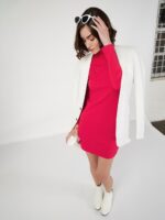 SASSAFRAS Turtle Neck Cotton Sheath Mini Dress - Image 7