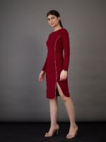 SASSAFRAS worklyf Contrast Piping Formal Bodycon Dress - Image 3
