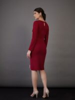 SASSAFRAS worklyf Contrast Piping Formal Bodycon Dress - Image 4